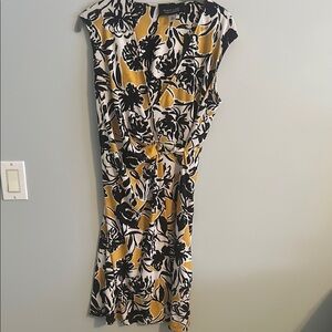 Black Label Floral Print Dress in Black, White, and Yellow